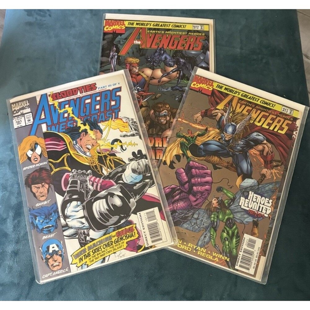 Marvel Avengers Comic Book Lot 3 Issues Boarded Superheroes Action Adventure